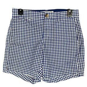 Old Navy Shorts Womens‎ 0 Blue Gingham Plaid Everyday Short Stretch Bermuda